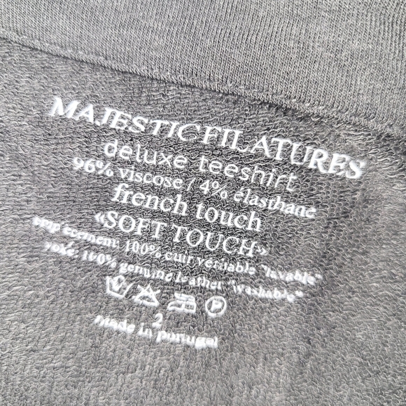 Majestic Fiilatures T Shirt French Touch Leather Front Size Small Gray With Flaw - Picture 9 of 10